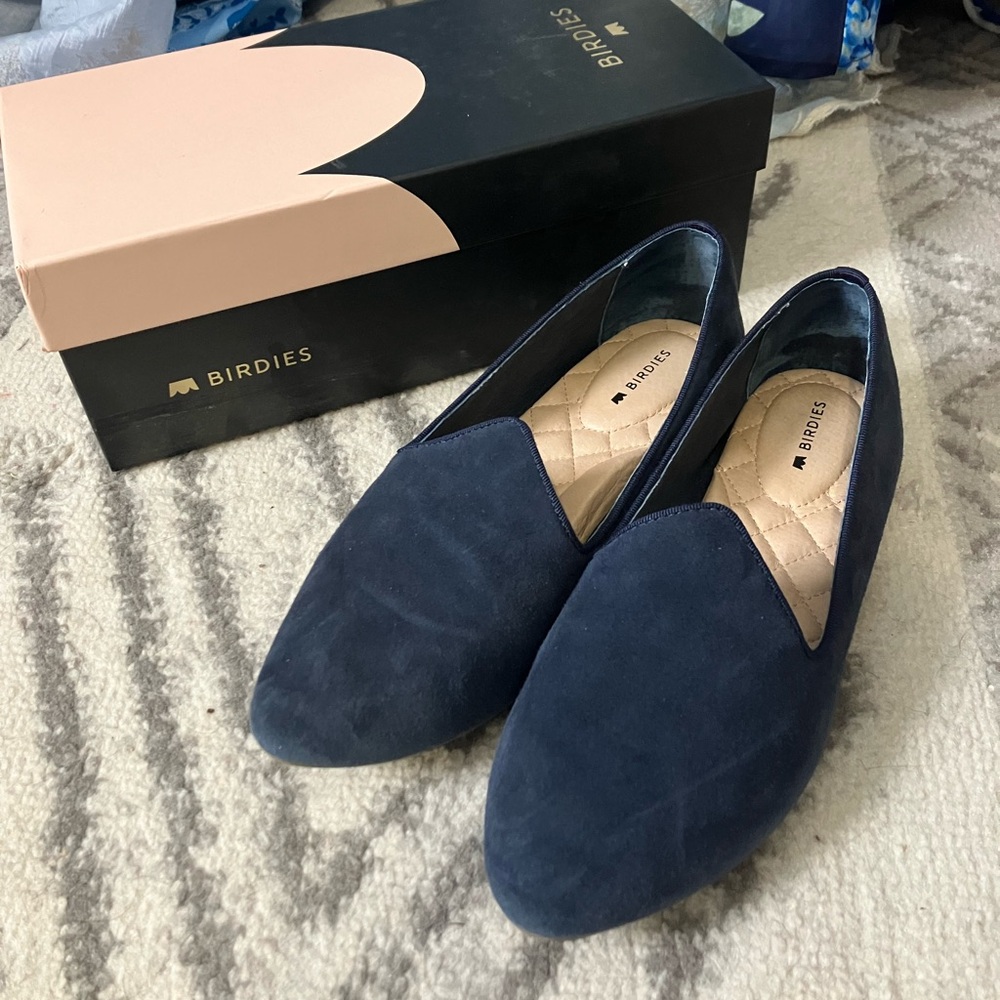 Birdies the Heron Navy Suede Loafers